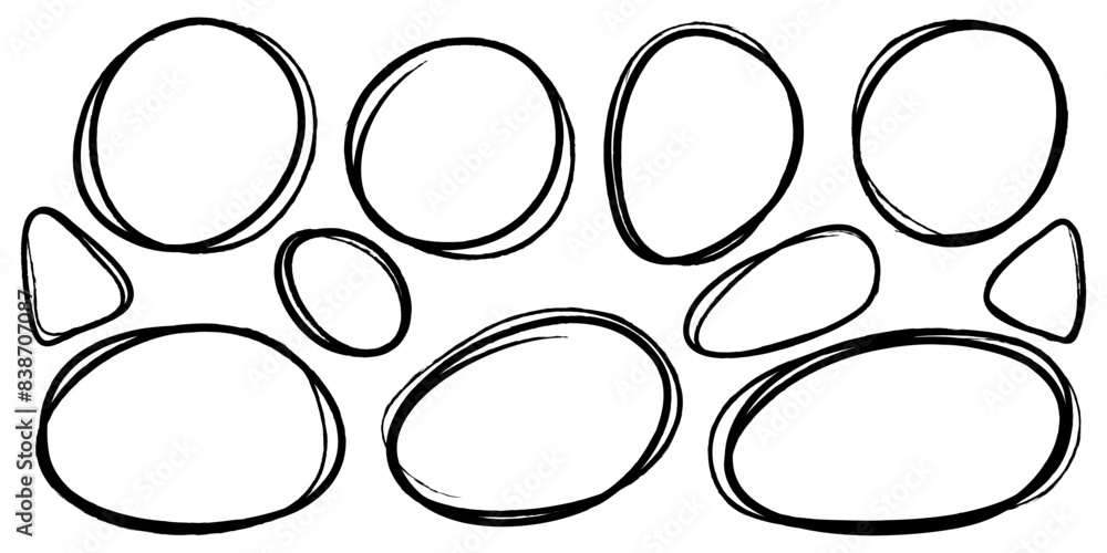 Poster hand drawn scribble line circles. doodle circular for message note mark design element. vector illus