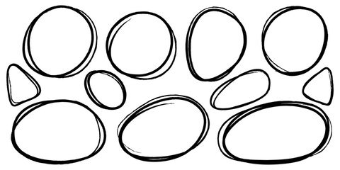 Hand drawn scribble line circles. Doodle circular for message note mark design element. vector illustration