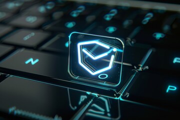 An animated shield icon overlaying an email client interface, indicating secure communication