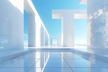 Fototapeta premium Concrete outdoor square building,Empty architectural background. 