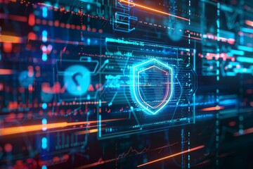 An animated shield icon overlaying an email client interface, indicating secure communication