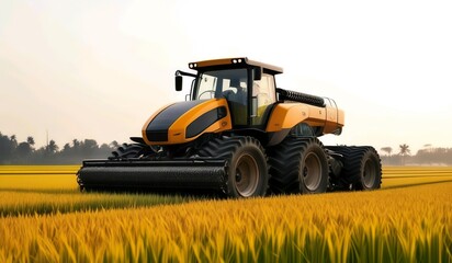 Obraz premium combine harvester working on a field