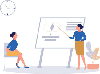 The girl is giving a presentation.