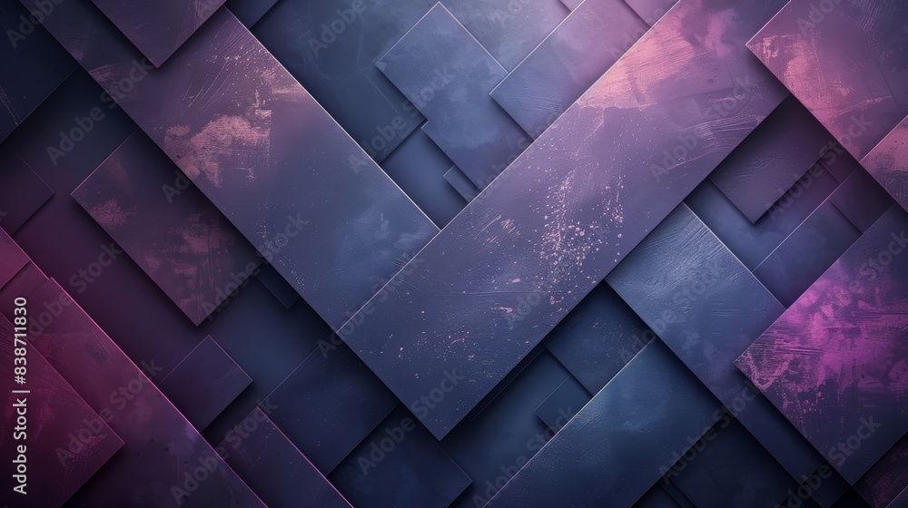 Poster abstract geometric background with overlapping purple and blue rectangles. modern, futuristic design