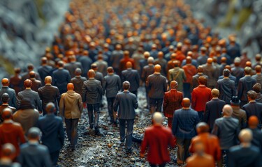 Through Human manipulation, a row of businessmen is depicted, representing the manipulation and control of business strategy and planning.