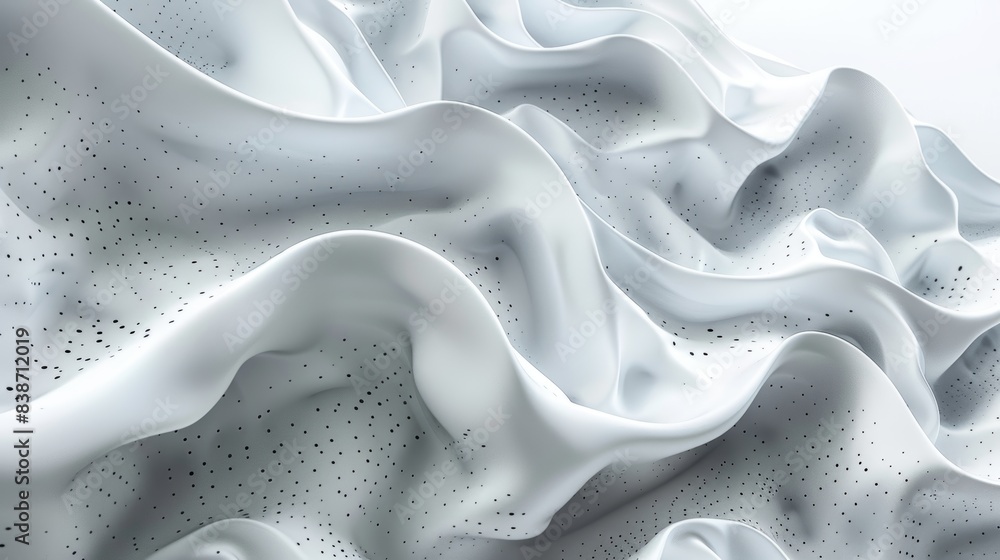 Poster abstract white fabric with intricate patterns flowing in soft waves creating a serene and minimalist