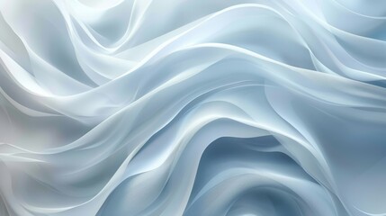 Fototapeta premium Close-up of elegant, flowing white and blue fabric creating a soft, dreamy wave pattern perfect for backgrounds and textures.