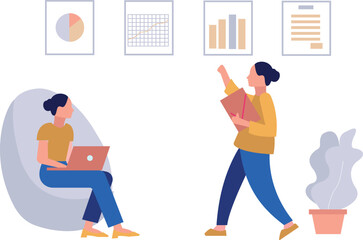 The girls are talking about business management.