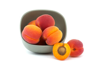 Group of fresh apricots isolated on a white background