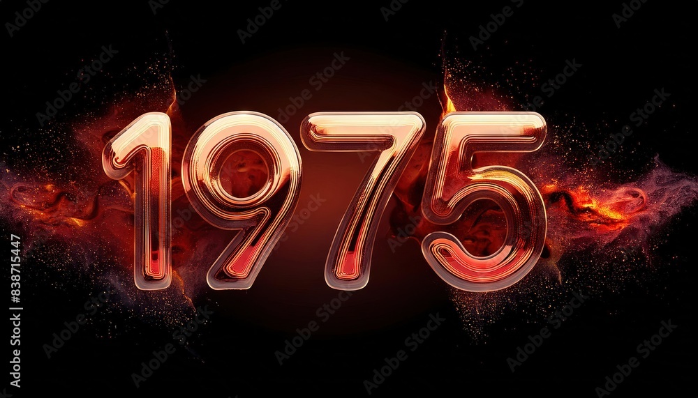 Wall mural 1975 Metallic Numbers Fiery Background Design