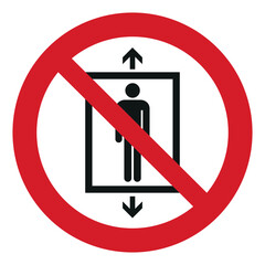 iso prohibition safety signs v2 do not use this lift for people symbol and pictogram only size 1 x 1 round shape