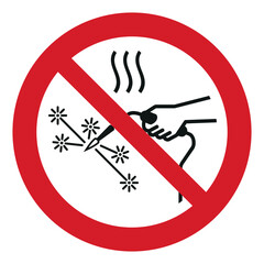 iso prohibition safety signs v2 hot works prohibited symbol and pictogram only size 1 x 1 round shape