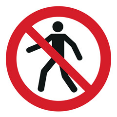 iso prohibition safety signs v2 no thoroughfare symbol and pictogram only size 1 x 1 round shape