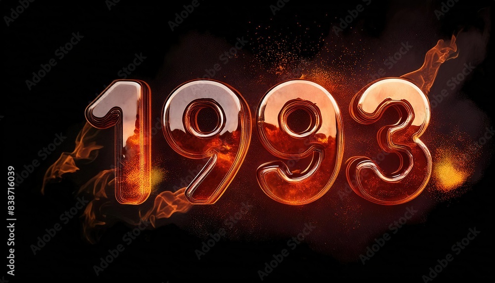 Aufkleber fiery 3d text effect with 1993 year