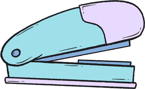 blue and purple stapler drawing clip art preview