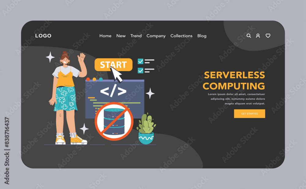 Poster serverless computing concept. flat vector illustration