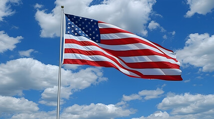 Obraz premium Silk American flag abstract blowing in the wind, symbolizing patriotism, freedom, and national pride.