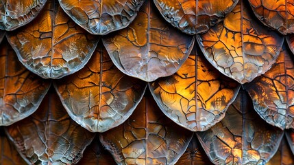 Intricate Overlapping Fish Scale Patterns in Vibrant Colors