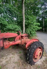 old red tractor