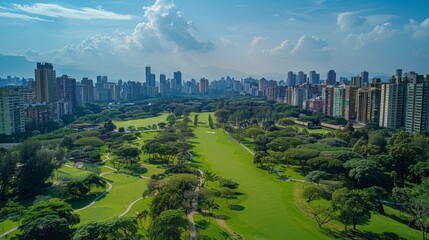 Obraz premium City View with Green Park 