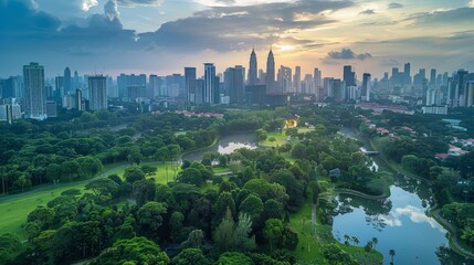 Obraz premium City View with Green Park 