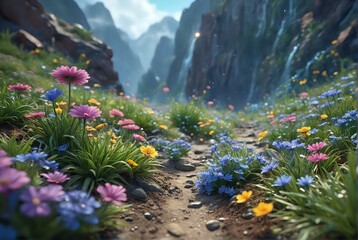 Obraz premium Serene Landscape Illustration