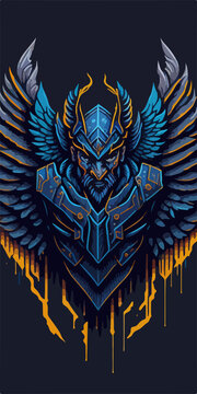 Angel Drawf warrior covered with ironclad armor