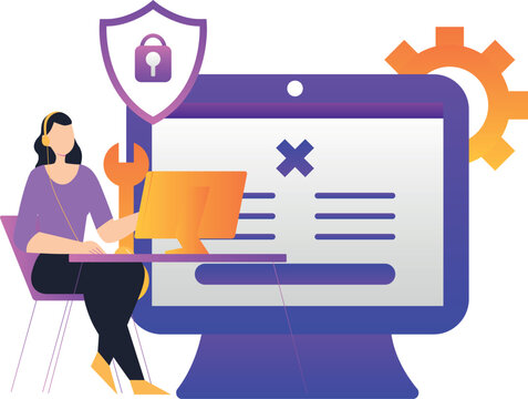 The girl is working on security settings.