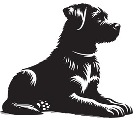 black and white dog Illustration vector
