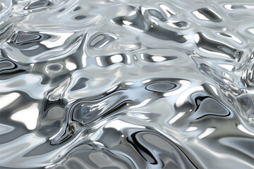 Glossy silver metal fluid glossy chrome mirror water effect background backdrop texture