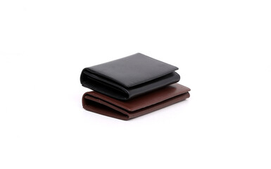 group of leather wallets isolated