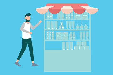 The boy is buying the medicines.