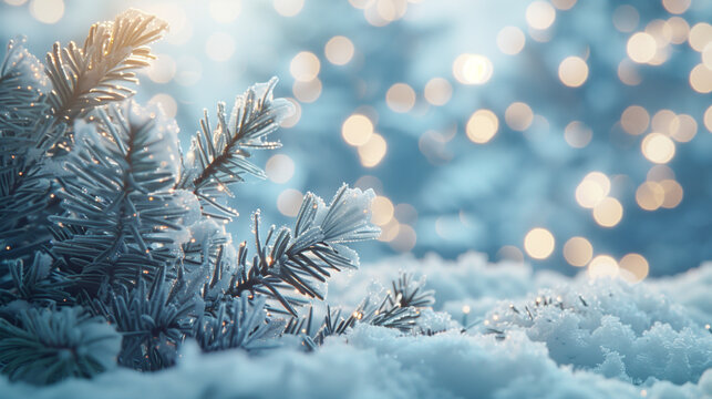 spruce branches with snow