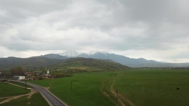 Amazing fagaras carpathian mounains in the background