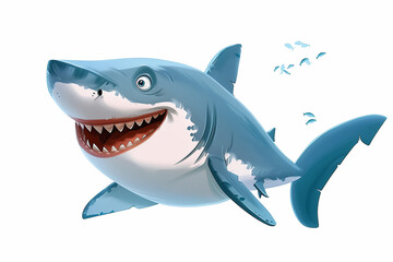 Cartoon character of shark on white background