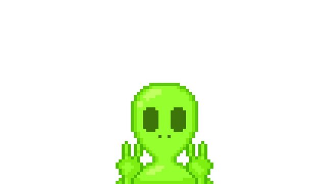 Alien waving, pixel art animation