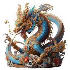 Fototapeta premium the ancient golden dragon statue