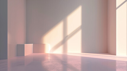 Fototapeta premium pink room with light shining through a window