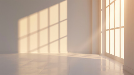 Obraz premium beige room with light shining through a window