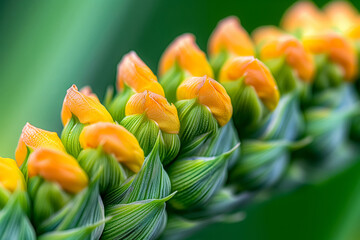 Vibrant Close-Up of Exotic Orange and Green Flower Buds