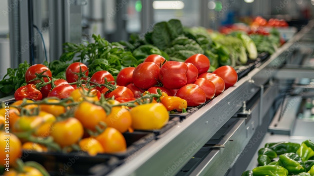 Aufkleber an innovative machine using artificial intelligence to analyze and sort vegetables based on external