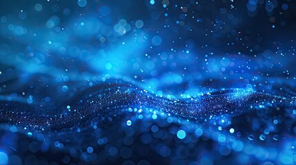 Dynamic abstract image of blue light trails representing data flow and digital communication in a high-tech environment..