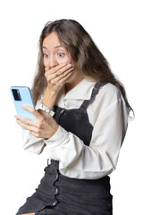 Surprised Woman Looking at Her Phone