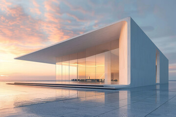 Luxury Island Villa With Infinity Pool At Sunset.