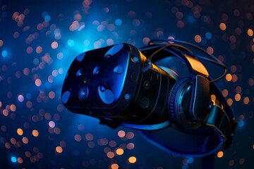 Professional Photography of a cutting-edge virtual reality headset offering immersive gaming and entertainment experiences, Generative AI