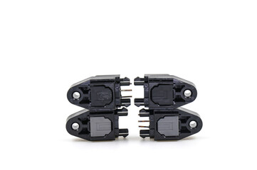 fiber socket on white background. data transmission.