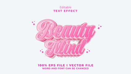 editable beauty mind text effect.typhography logo