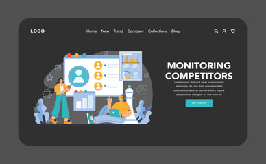 Trend watching dark or night mode web or landing. Specialist tracking