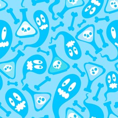 Halloween cartoon seamless poison bottle and ghost pattern for wrapping paper
