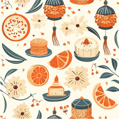 illustration of Seamless pattern with Mid Autumn Festival 